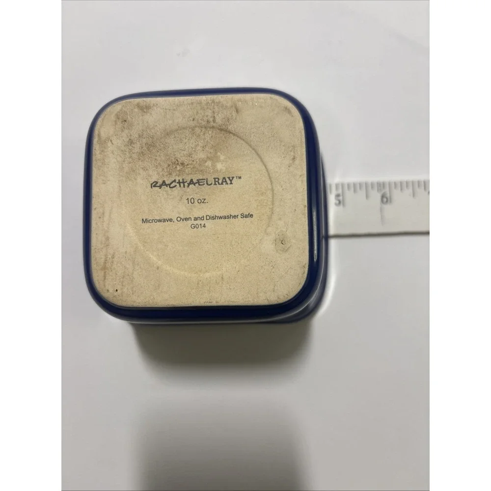 Rachel Ray 10 Oz Blue Rectangular Stoneware Ramekins Baking Dish EUC